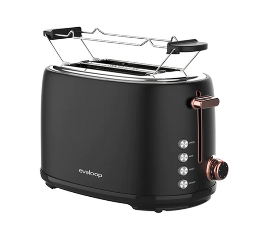 Time-Saving Breakfast: Retro Black 2-Slice Toaster