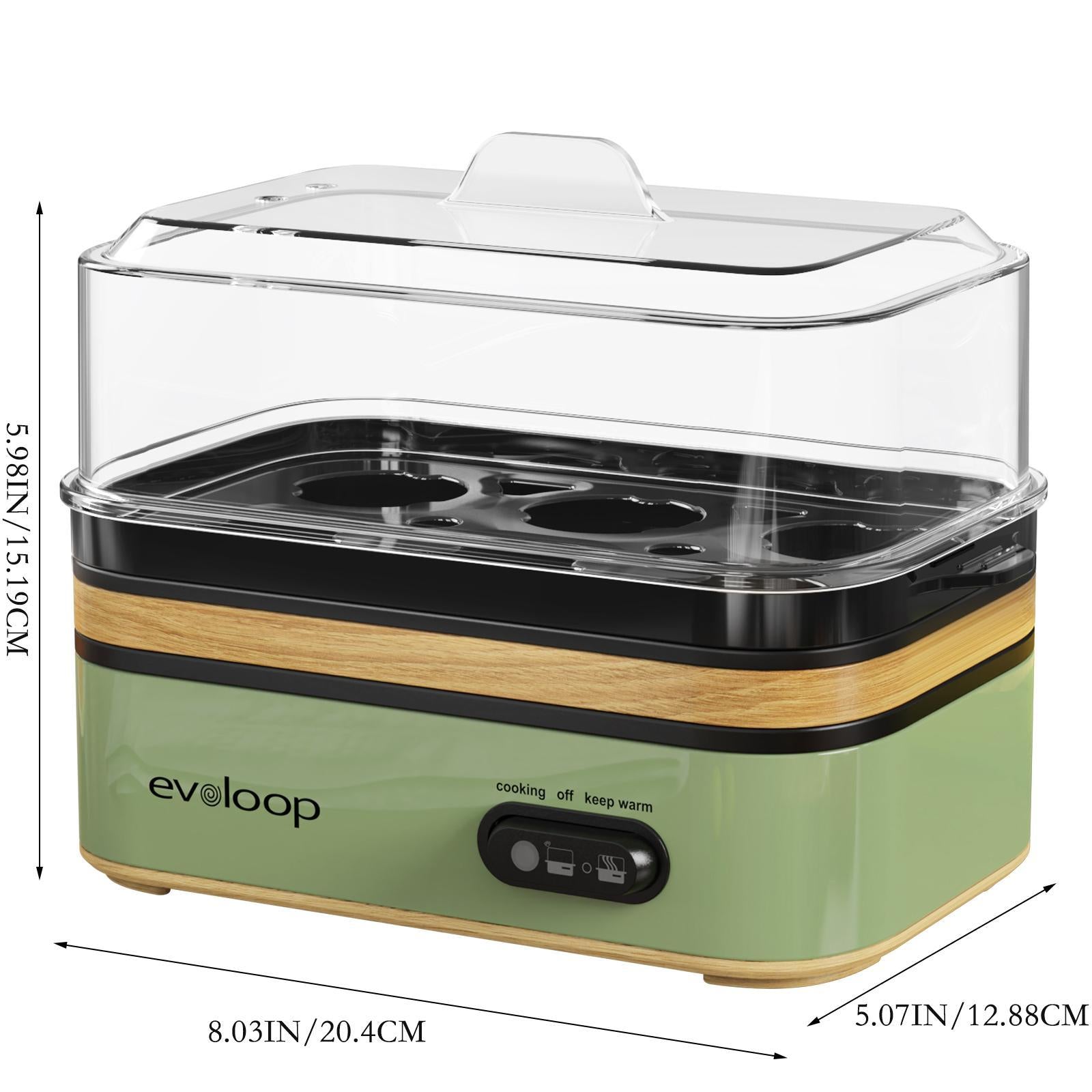 Evoloop Rapid Egg Cooker Electric 6 Eggs Capacity, Soft, Medium, Hard Boiled, Poacher, Omelet Maker Egg Poacher With Auto Shut-Off, BPA Free, KY-305