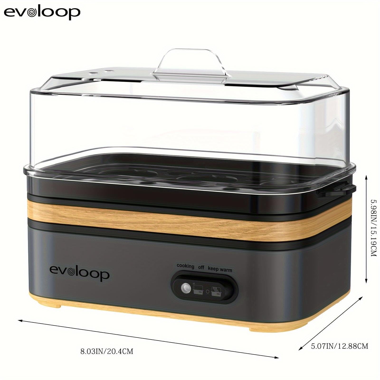 Evoloop Rapid Egg Cooker Electric 6 Eggs Capacity, Soft, Medium, Hard Boiled, Poacher, Omelet Maker Egg Poacher With Auto Shut-Off, BPA Free, KY-305
