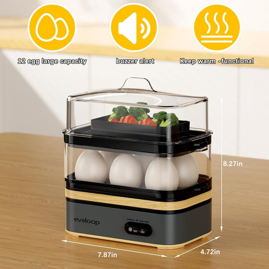 Evoloop Rapid Egg Cooker Electric 12 Eggs Capacity