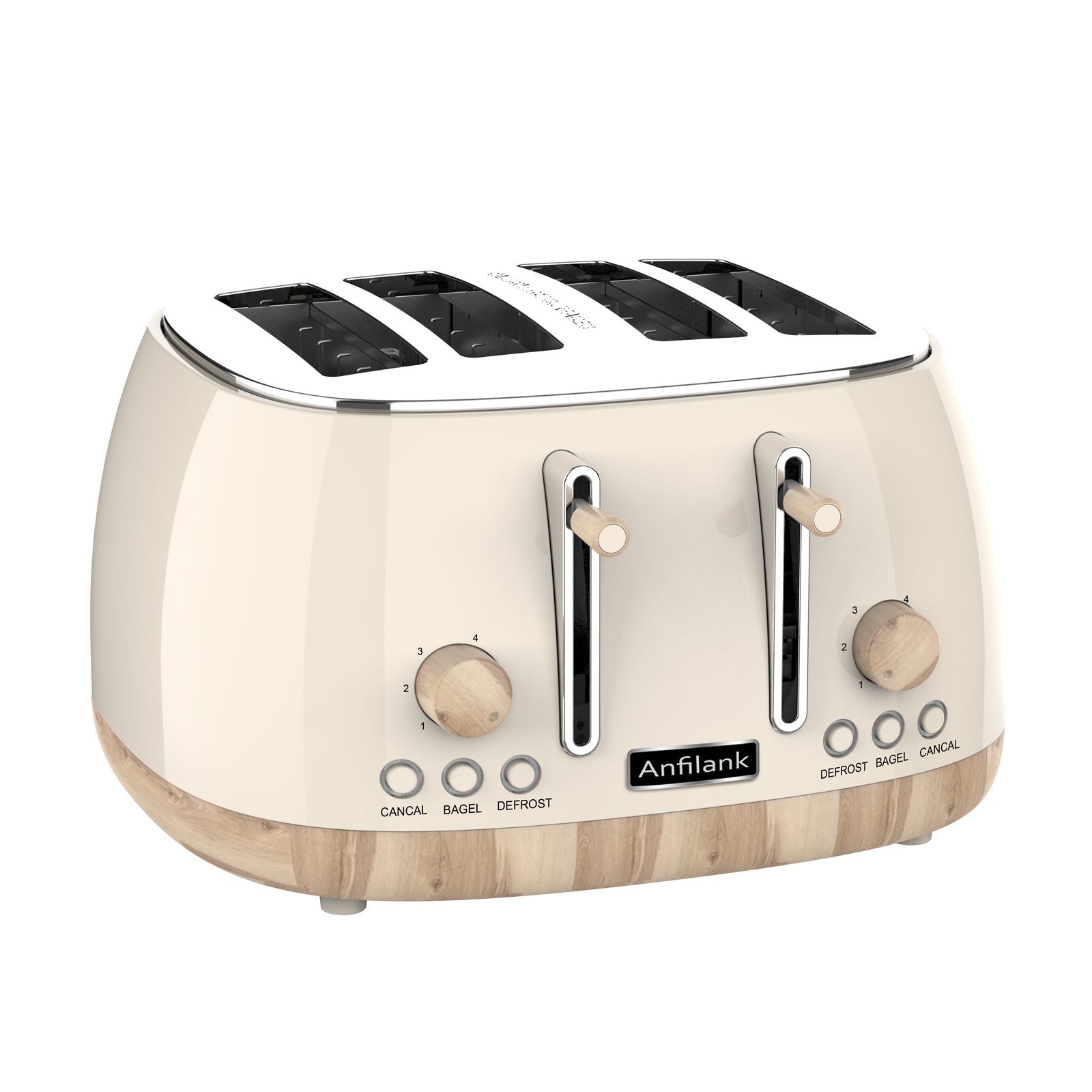 Anfilank Toaster 4 Slice,Retro Stainless Steel Toaster with Extra Wide Slots, KY-820