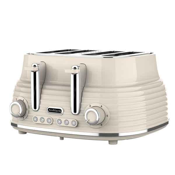 Retro-Style 4-Slice Toaster: Long, Extra-Wide Slots & Removable Tray!