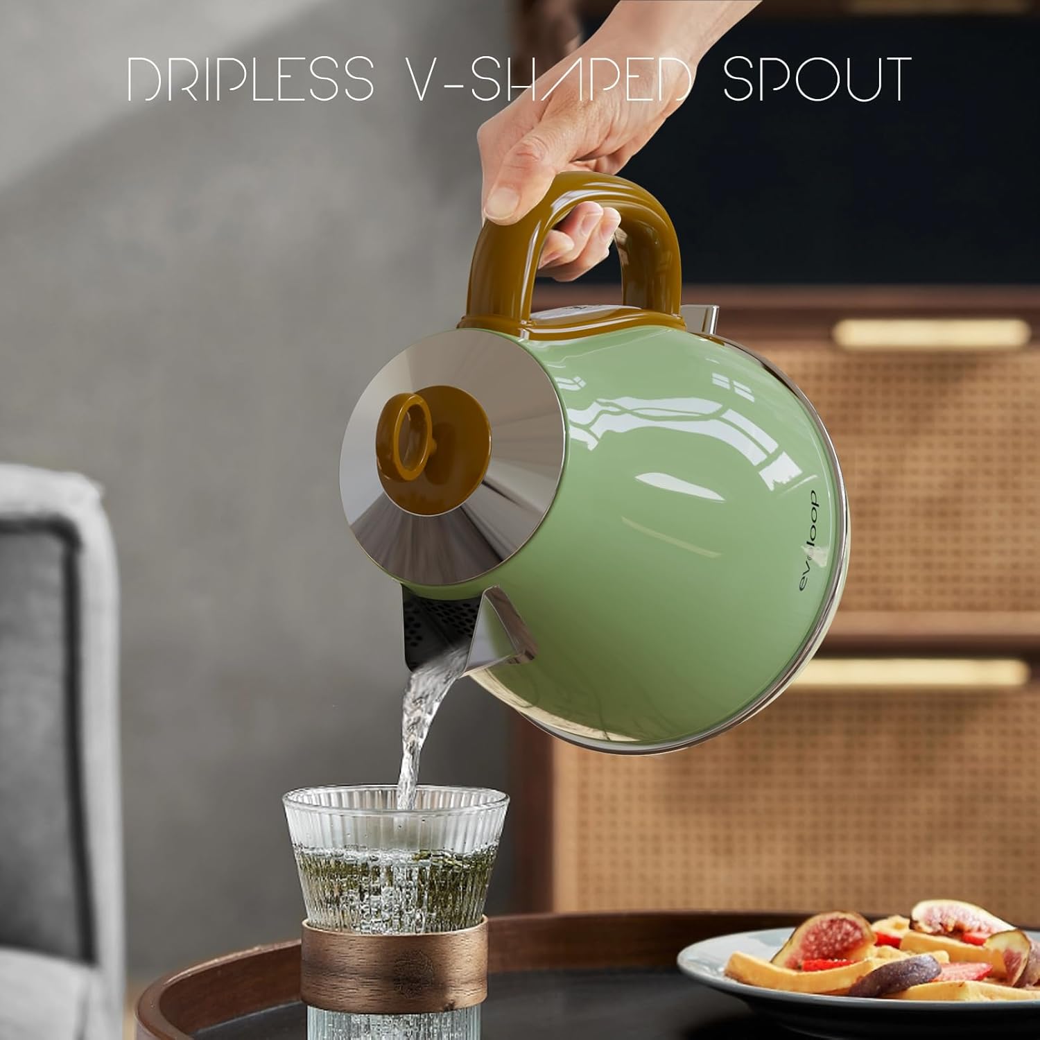 Evoloop 1.7L Fast Boiling Electric Kettles, Hot Water Tea Kettle, Hot Water Boiler Heater, Stainless Steel Teapot