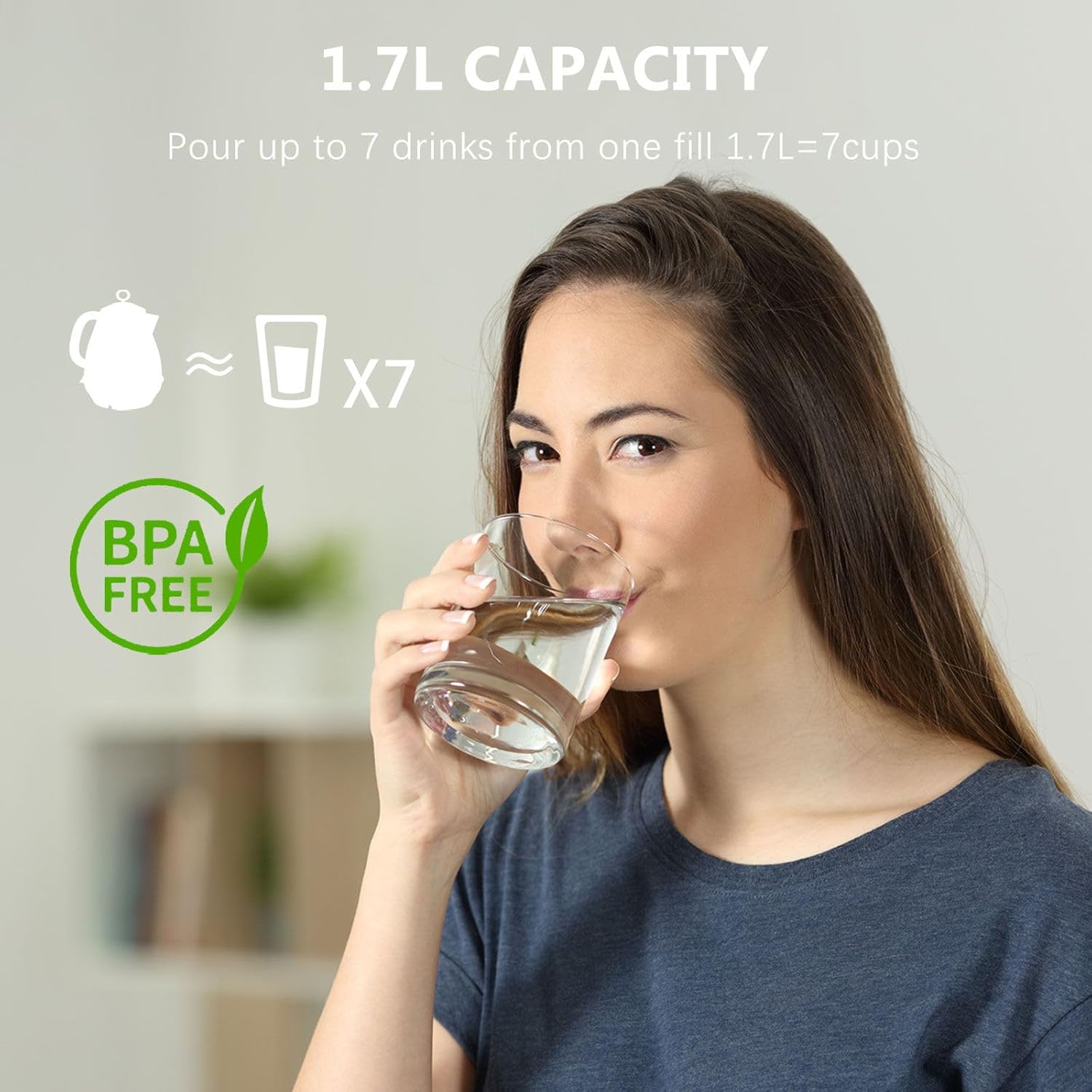 Evoloop 1.7L Fast Boiling Electric Kettles, Hot Water Tea Kettle, Hot Water Boiler Heater, Stainless Steel Teapot