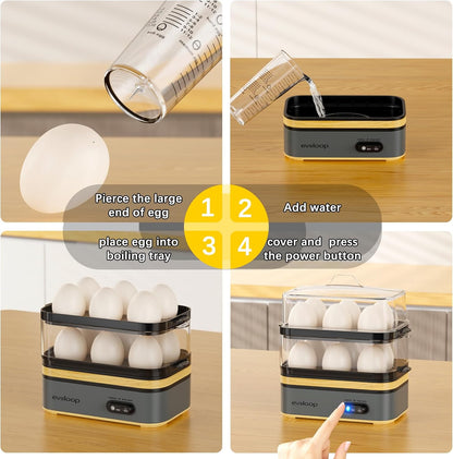 Evoloop Rapid Egg Cooker Electric 12 Eggs Capacity OL