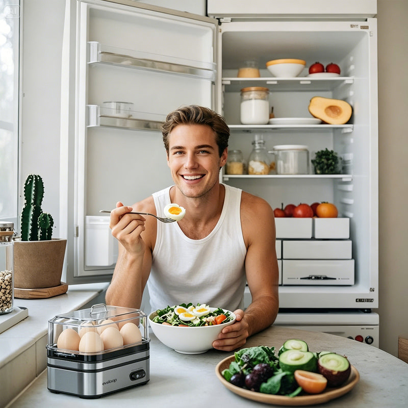 High protein breakfast with soft boiled eggs and avocado toast for fitness lovers

