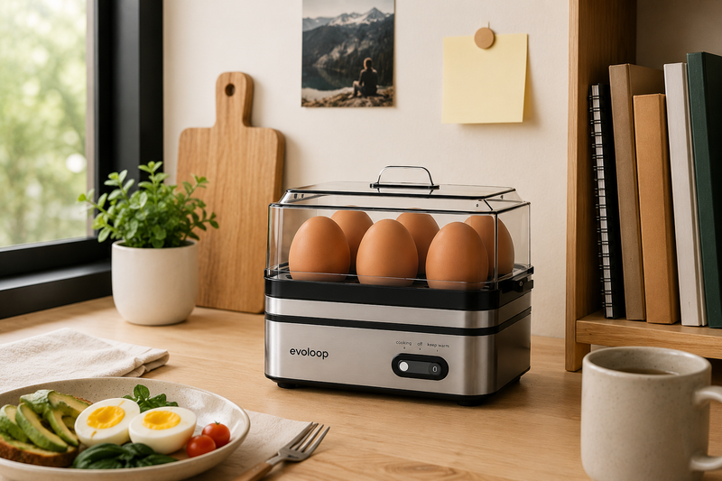 Compact countertop egg cooker for perfect for any kitchen or dorm