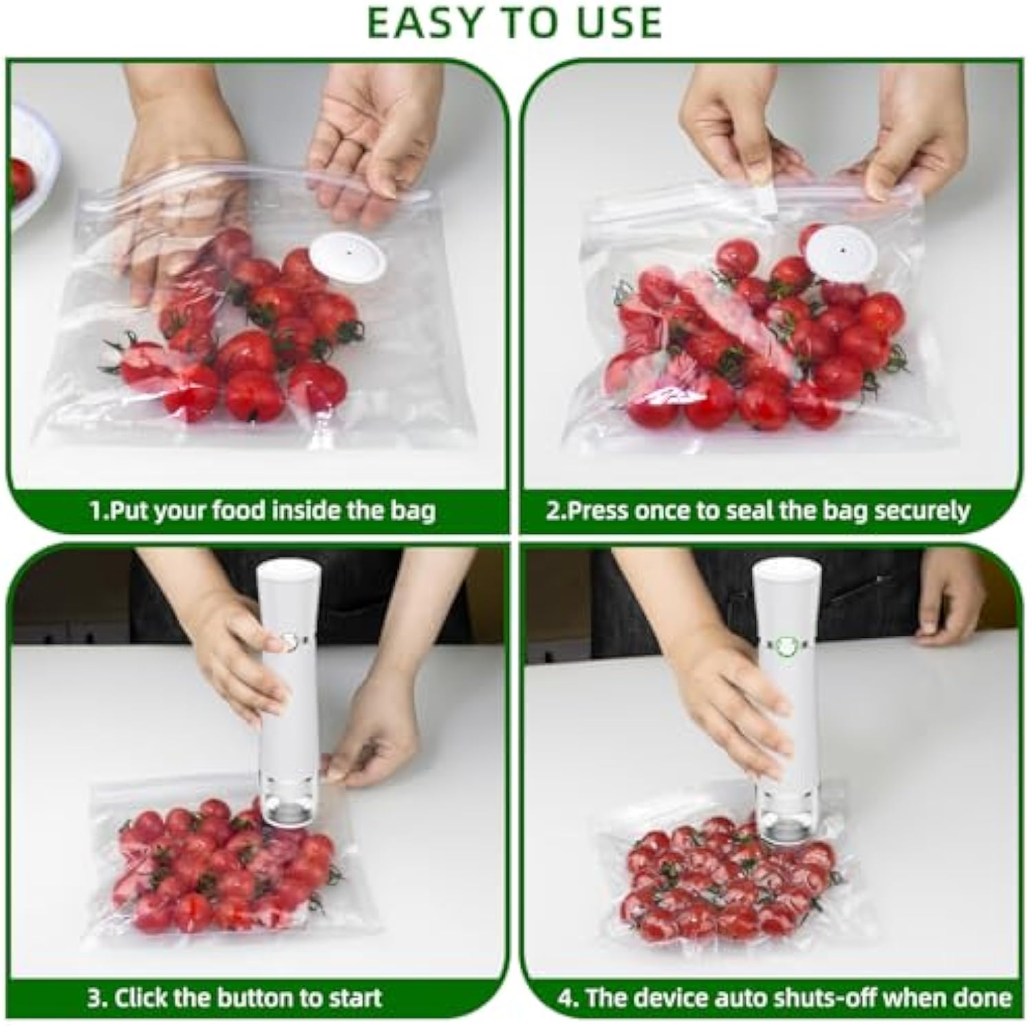 Vacuum Sealer for Food, Handheld Saver Compact Vacuum Sealer Machine with 30 Reusable Bags for 10X Preservation & Fresh