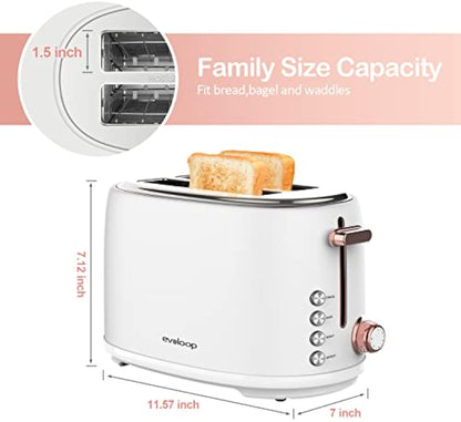 Evoloop Toaster 4 Slice, Stainless Steel Bread Toasters, 6 Bread Shade Settings, KY-832