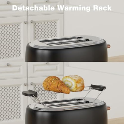 Evoloop Toaster 2 Slice, Stainless Steel Bread Toasters, 6 Bread Shade Settings, Reheat, Bagel, Defrost, Cancel Function, KY-856