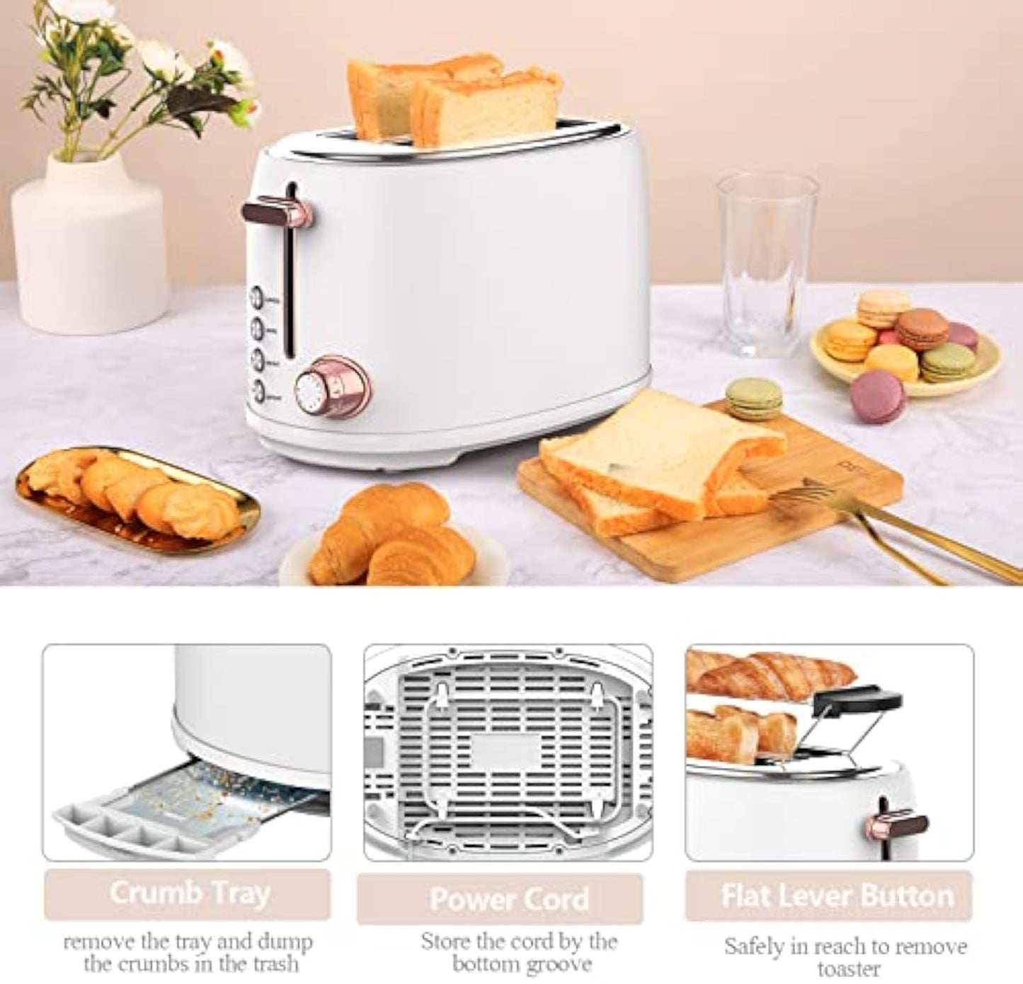 Evoloop Toaster 4 Slice, Stainless Steel Bread Toasters, 6 Bread Shade Settings, KY-832