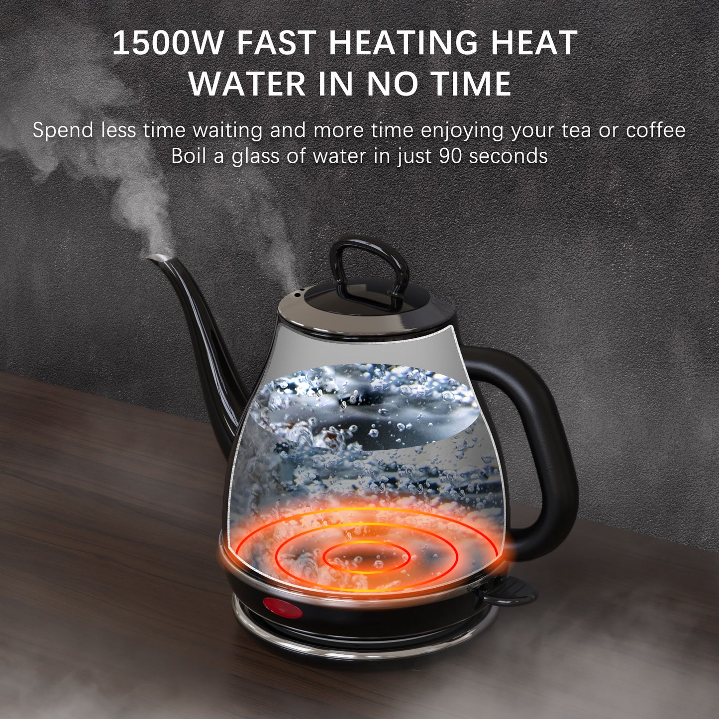 Anfilank Gooseneck Electric Kettle(1.0L), 100% Stainless Steel BPA Free Classic Pour Over Coffee Kettle, Electric Teapot with Auto Shut-Off Protection, JK-156
