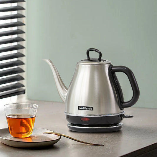 Anfilank Gooseneck Electric Kettle(1.0L), 100% Stainless Steel BPA Free Classic Pour Over Coffee Kettle, Electric Teapot with Auto Shut-Off Protection, JK-156
