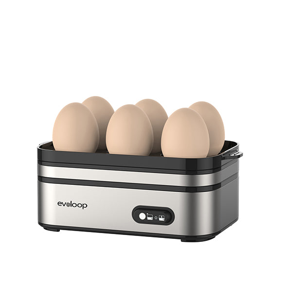 Evoloop Rapid Egg Cooker Electric 6 Eggs Capacity, Soft, Medium, Hard Boiled, Poacher, Omelet Maker Egg Poacher With Auto Shut-Off, BPA Free, KY-305