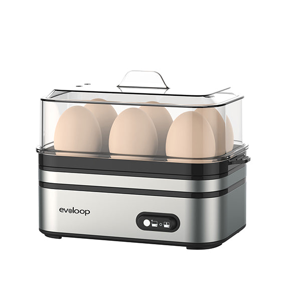 Evoloop Rapid Egg Cooker Electric 6 Eggs Capacity, Soft, Medium, Hard Boiled, Poacher, Omelet Maker Egg Poacher With Auto Shut-Off, BPA Free, KY-305