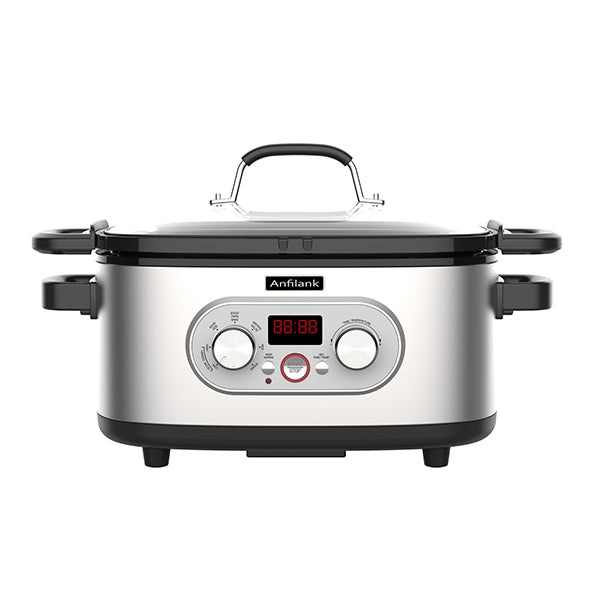 Anfilank 8-in-1 Multi-Cooker, Programmable 6.8 Quart SlowCooker for Steam, Bake, Roast, Sear, Sauté