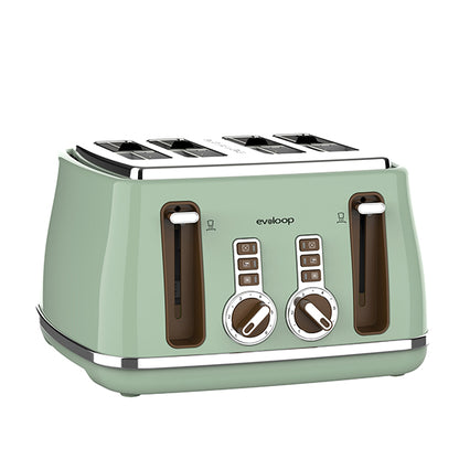 Evoloop Toaster 4 Slice, Stainless Steel Bread Toasters, 6 Bread Shade Settings, Reheat, Bagel, Defrost, Cancel Function, KY-810