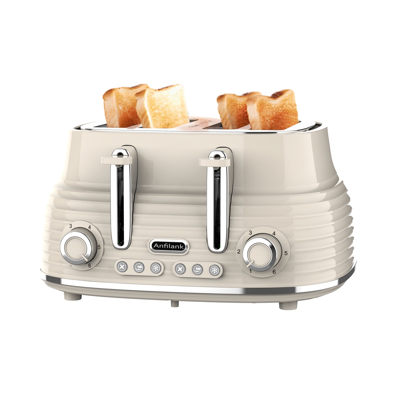  Anfilank 4-Slice Toaster, Retro Toaster with Long Extra-Wide  Slots and Removable Tray, Cancel/Bagel/Reheat Function, 6 Shape Options,  BPA free(Grey): Home & Kitchen
